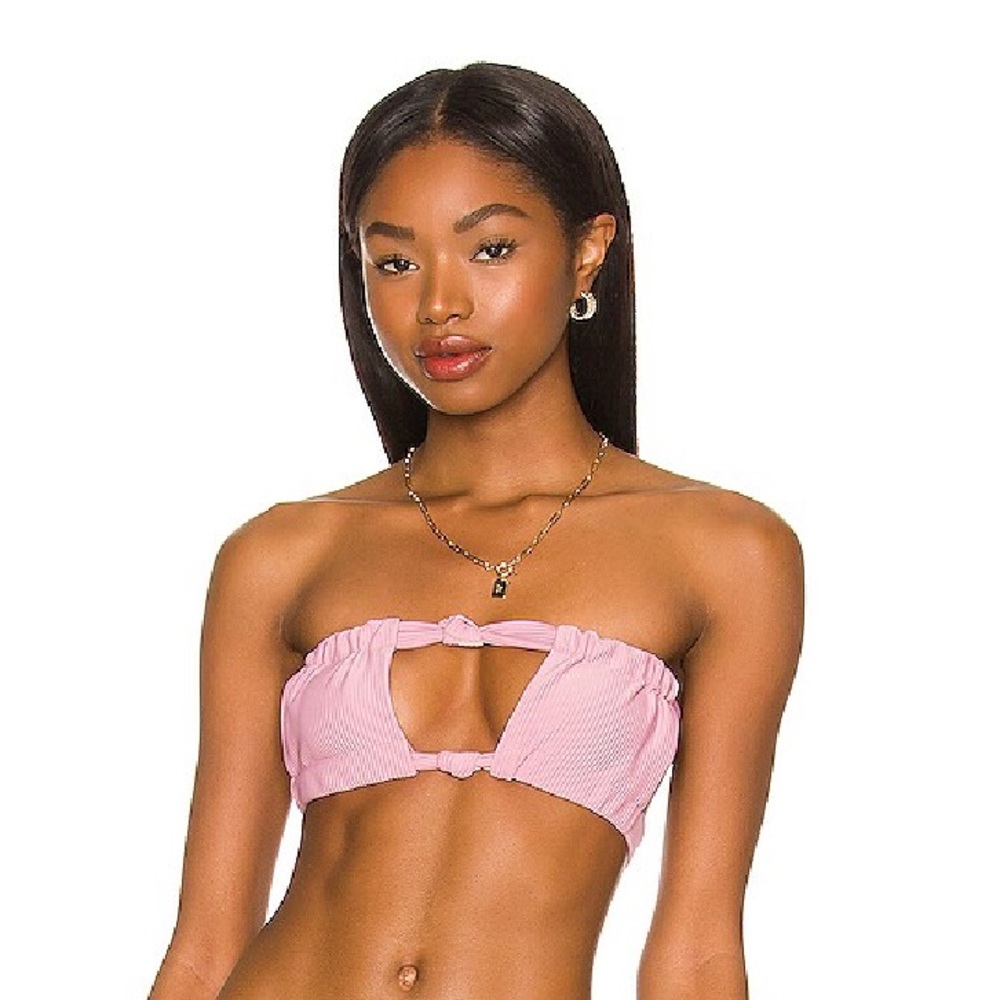 Lover + Friends Pink Bandeau Bikini Top